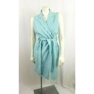 Calvin Klein Blue Wrap Style Dress Career Wear 10